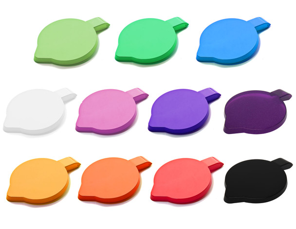 Multiple colours of Jug Lids next to each other