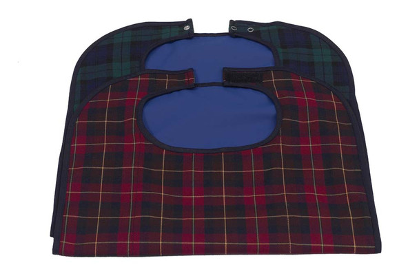 Two Tartan Blue Clothing Protectors layed on top of each other