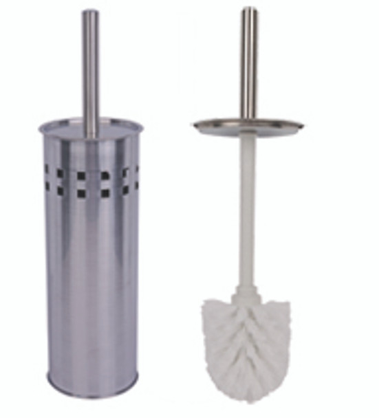 Stainless Steel Holder and Toilet Brush side-by-side