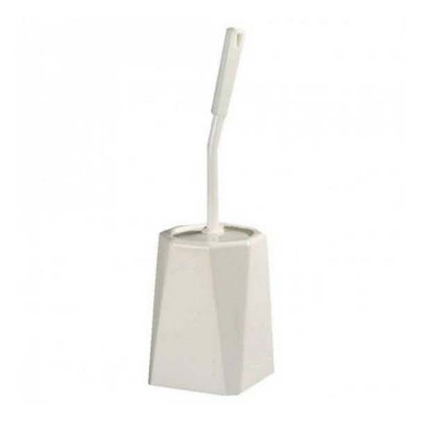 Enclosed White Toilet Brush Set