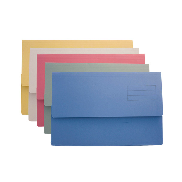 285Gsm Foolscap Document Wallet Assorted Colours 50 Pack