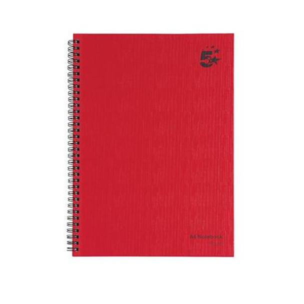 Wire Bound Manuscript Book 80Lf A4 Ruled Red 5 Pack