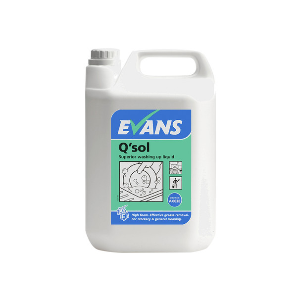 Evans Qsol Washing Up Liquid 5ltr Bottle