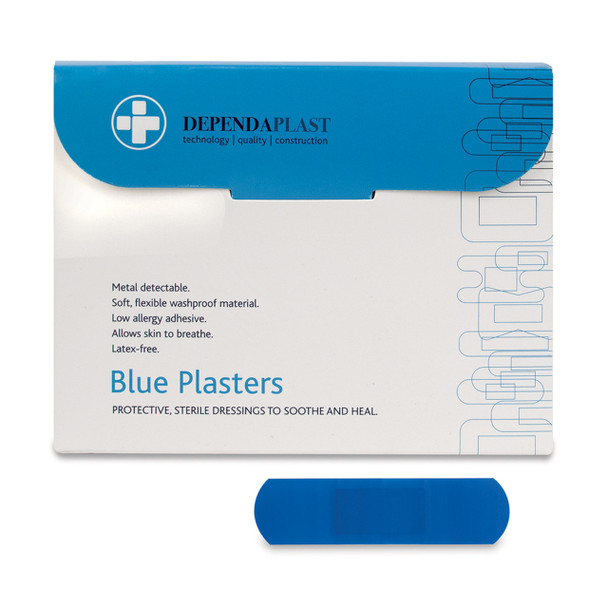 Blue Food Area Plasters Fingertip 50 Pack