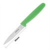 Full shot of Hygiplass Paring Knife Green colour with measurement.