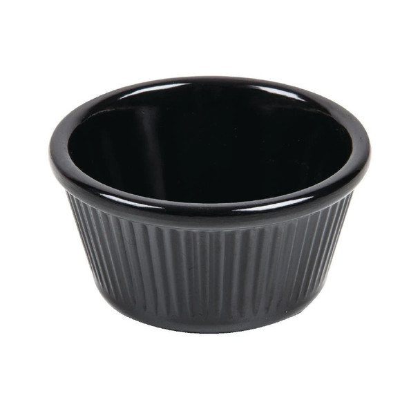 Olympia Kristallon Melamine Fluted Ramekins Black 89mm 12 Pack