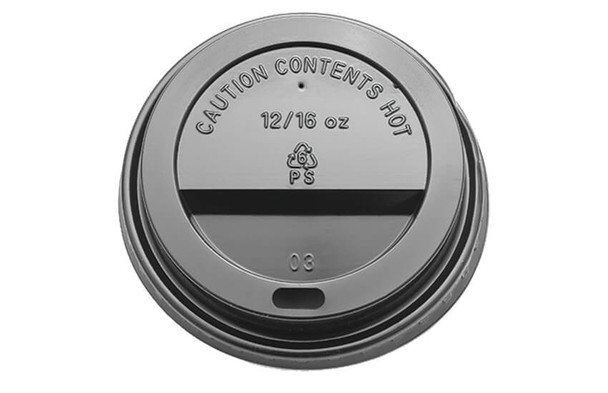 Full shot of Coffee Cup Lid For 12 & 16oz Cups Black.