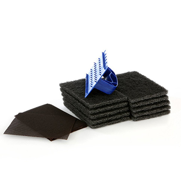 Full shot of Griddle Pads 10 Pack with Griddle Pad Holder Heat Resistant above.