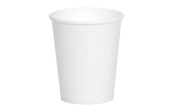 Full shot of 8 oz Single Wall Coffee Cup White.