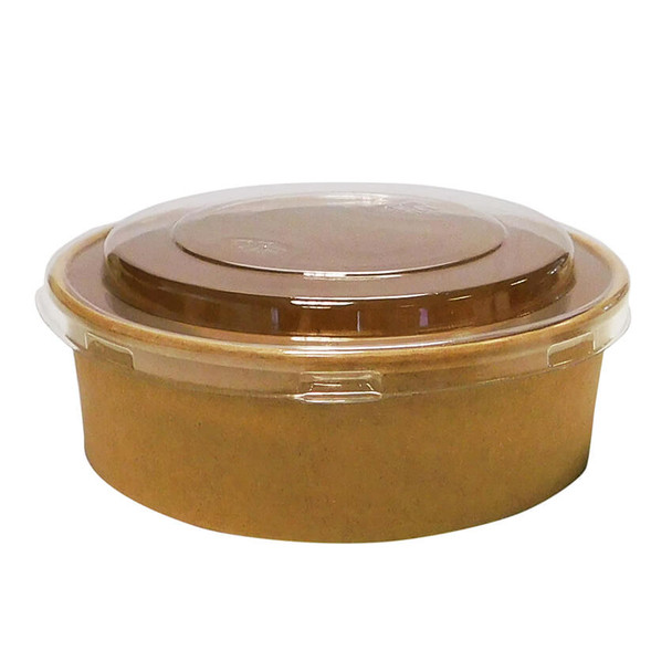 PET Lid For Compostable Round Kraft Takeaway Container