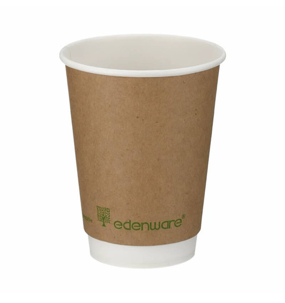 Full shot of 8oz Double Wall Kraft Compostable Coffee Cup.