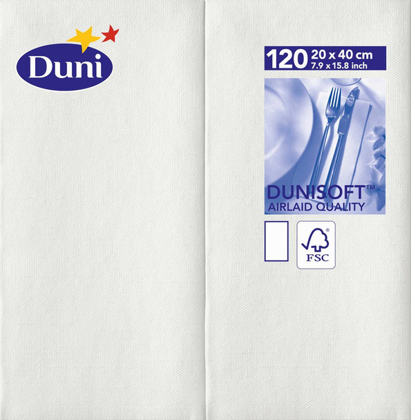 Dunisoft Large Pre-Folded 40cm White Napkins 360 Pack