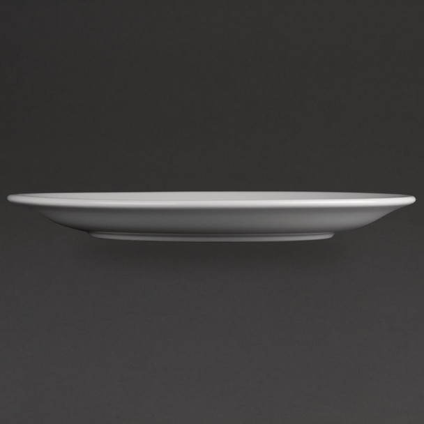Side shot of Olympia Athena Narrow Rimmed Plates 254mm in a black background.