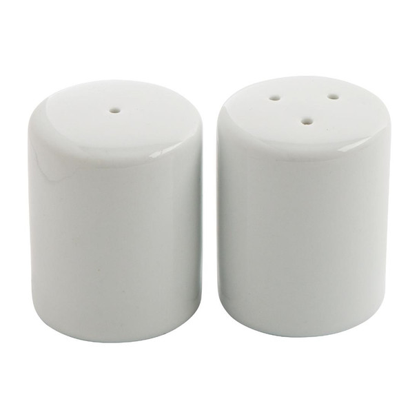 Shot of two Olympia Athena Salt Shakers in white background.