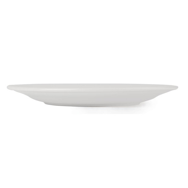 Side view of Olympia Athena Wide Rimmed Plates White 254mm.