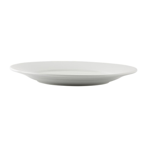 Side view of Olympia Athena Wide Rimmed Plates White 254mm.