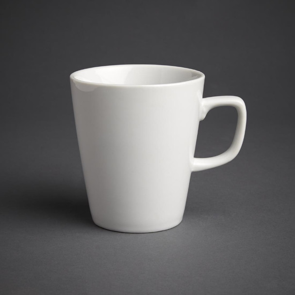 Shot of Olympia Athena Latte Mugs 285ml in a black background.