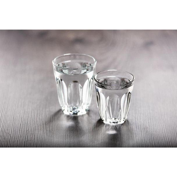 Two Olympia Toughened Juice Tumblers 200ml with water.