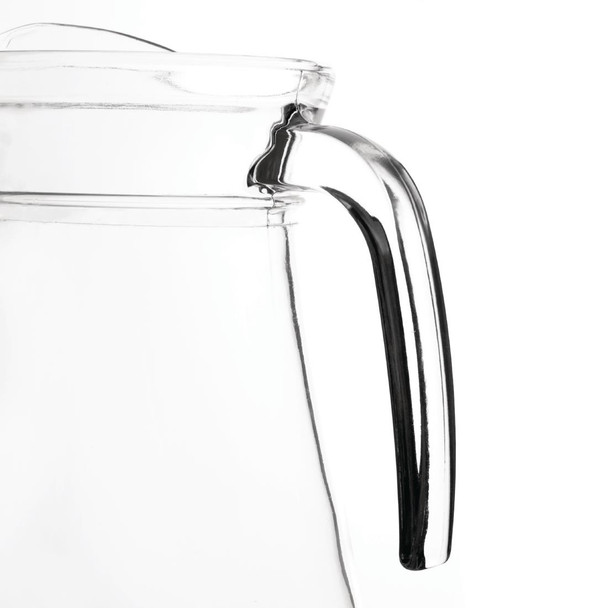 Close up shot of the handle of Olympia Glass Jugs 1Ltr.