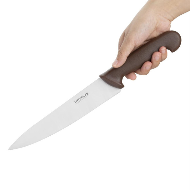 Hygiplas Chef Knife Brown 21.5cm in hand.