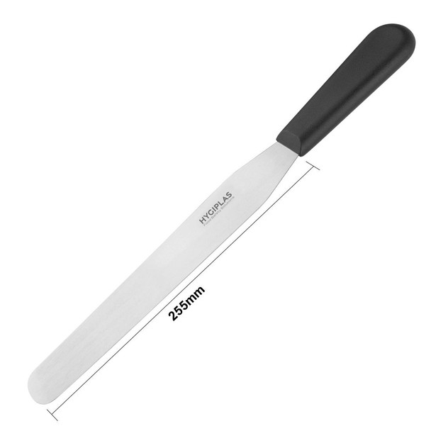 Hygiplas Straight Blade Palette Knife Black 25.5cm with measurement.