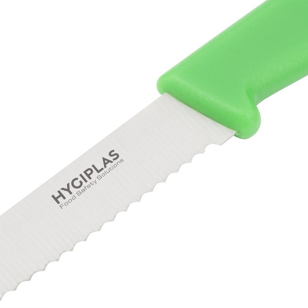 Blade of Hygiplas Serrated Tomato Knife Green 10cm.