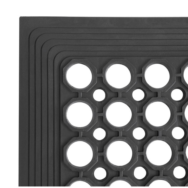 Corner of Jantex Rubber Anti Fatigue Mat Black.