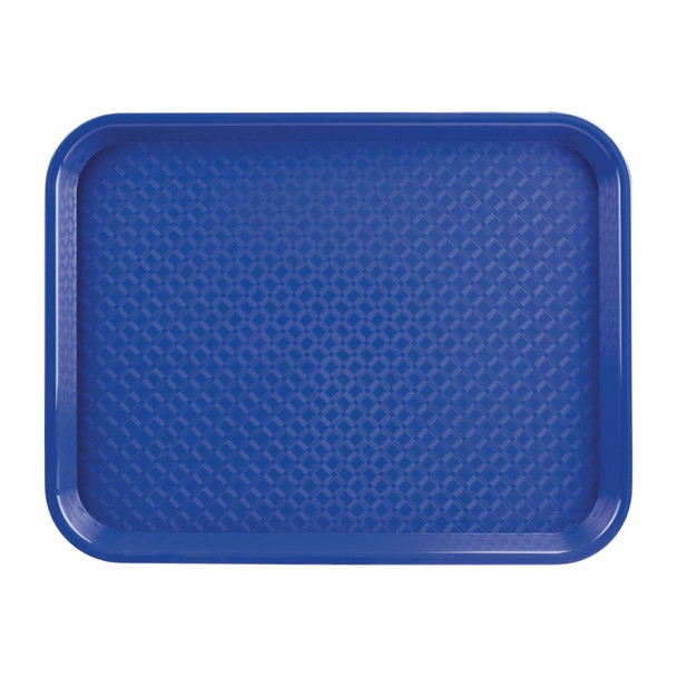 Olympia Kristallon Polypropylene Fast Food Tray Blue Large 450mm front view.