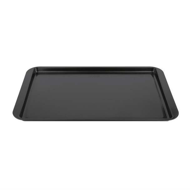 Side top view of Vogue Non-Stick Carbon Steel Baking Tray 430 x 280mm.