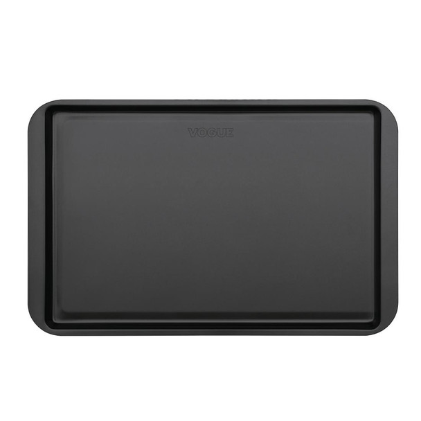 Front view of Vogue Non-Stick Carbon Steel Baking Tray 430 x 280mm.