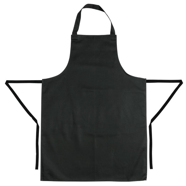 Full shot of Whites Bib Apron Polycotton Black.