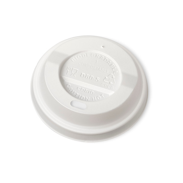 100 Pack CPLA Compostable Coffee Cup Lids 8oz White