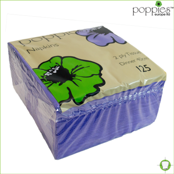 125 Pack 2 Ply Purple Paper Napkin 4 Fold 40 x 40cm