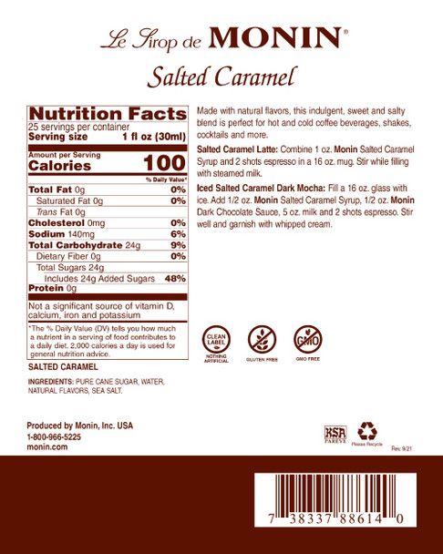 Monin Salted Caramel Nutrition Facts