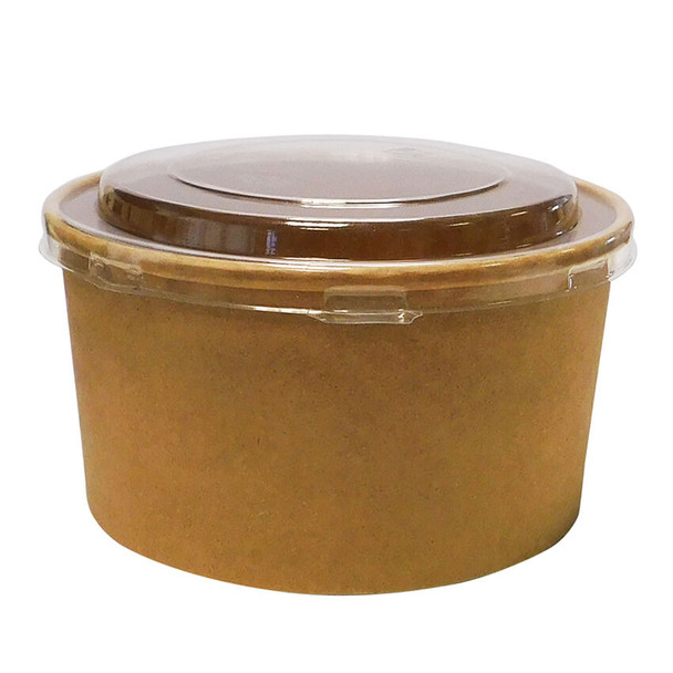 50 Pack Compostable Round Kraft Takeaway Containers 149mm Wide 1000ml