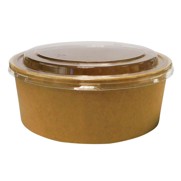 50 Pack Compostable Round Kraft Takeaway Containers 1300ml