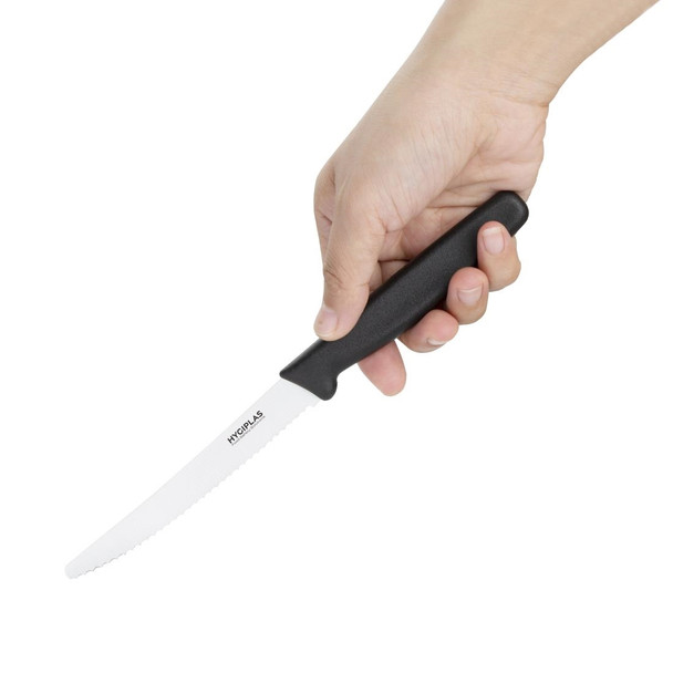 Hygiplas Serrated Tomato Knife Black 10cm CF897