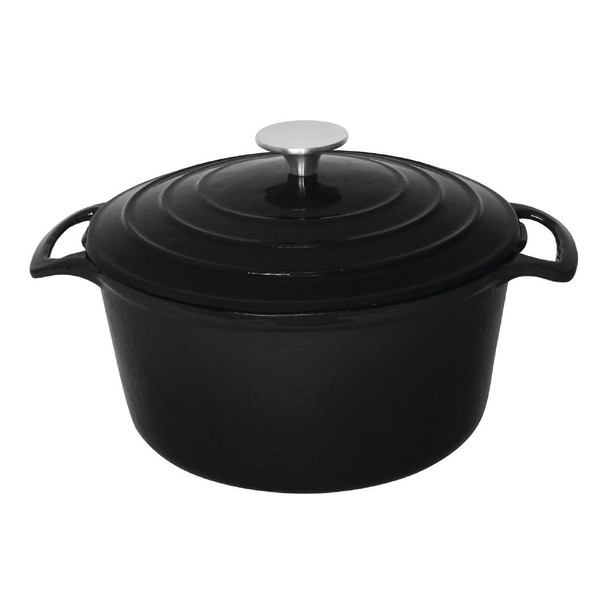 Vogue Black Round Casserole Dish 4Ltr GH301