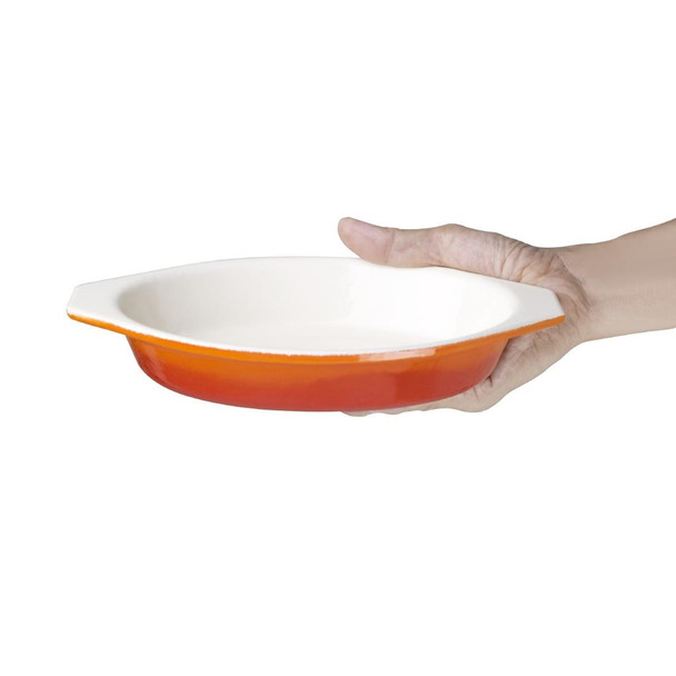 Vogue Orange Oval Cast Iron Gratin 650ml GH318