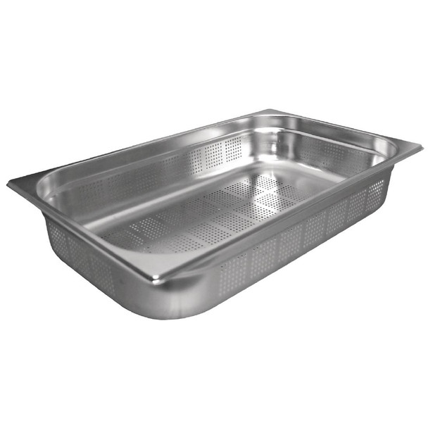 Vogue Stainless Steel Perforated 1/1 Gastronorm Tray 200mm K843
