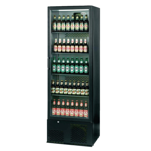 Infrico Upright Back Bar Cooler with Hinged Door in Black ZX10 CC606
