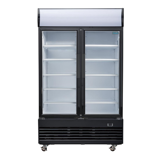 Polar G-Series Upright Hinged Door Display Cooler with Light Box 950Ltr Black GM813