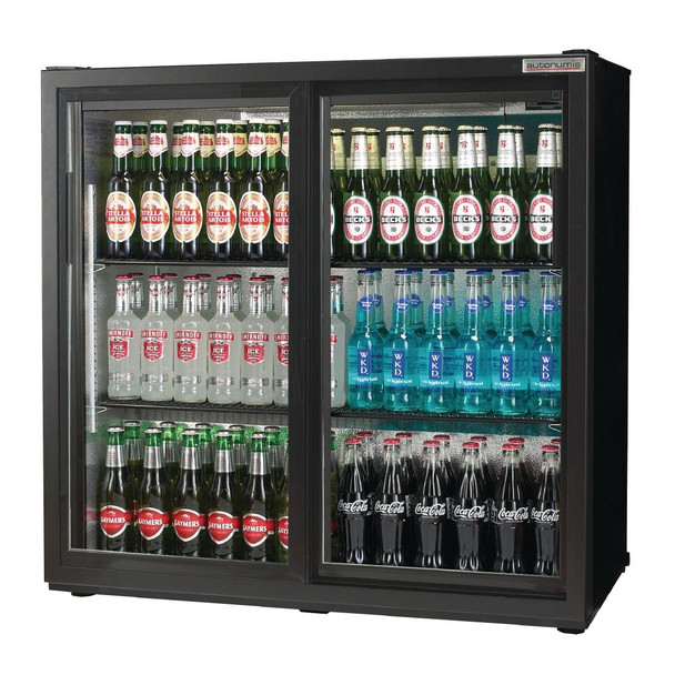 Autonumis Popular Double Sliding Door Maxi Back Bar Cooler Black A21094 GN368