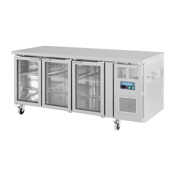 Polar U-Series 3 Door Counter Fridge with Glass Doors UA024