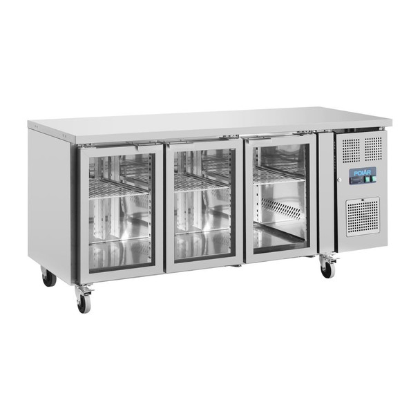 Polar U-Series 3 Door Counter Fridge with Glass Doors UA024