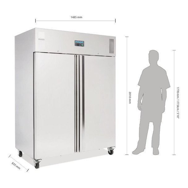 Polar U-Series Upright Double Door Freezer 1300Ltr U635