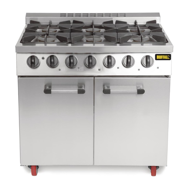 Buffalo 6 Burner Gas Oven Range with Castors CT253