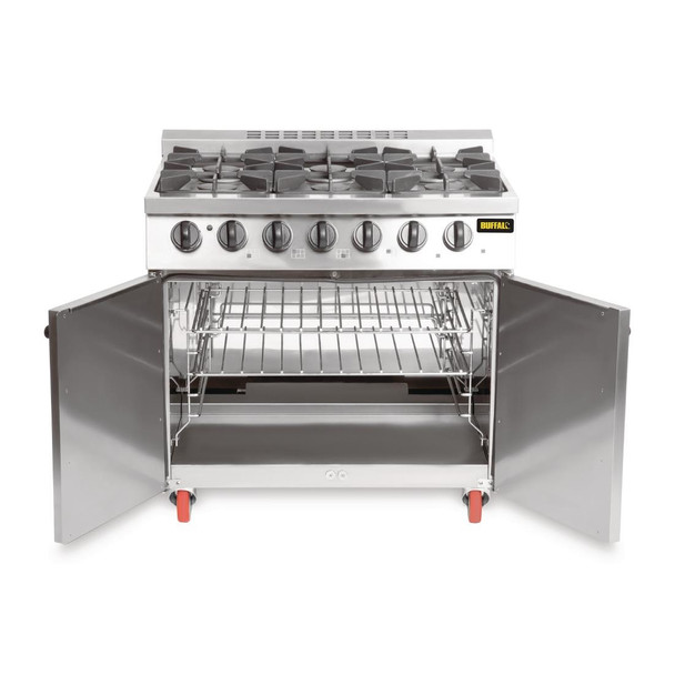 Buffalo 6 Burner Gas Oven Range with Castors CT253