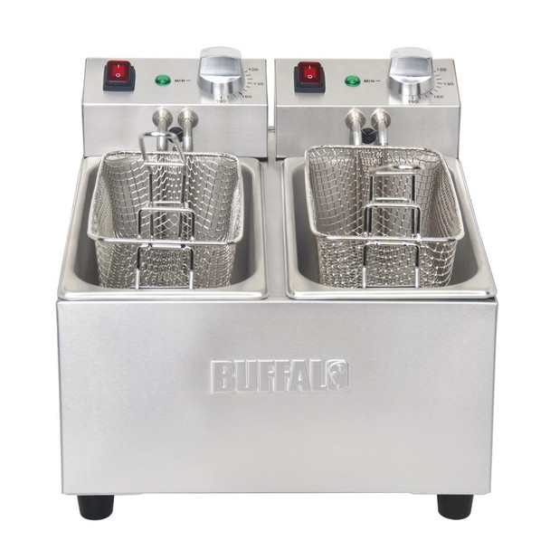 Buffalo Twin Tank Twin Basket 2x3Ltr Countertop Fryer 2x2kW DB203