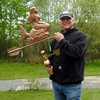 Todd holding Mermaid Weather Vane for Size Reference